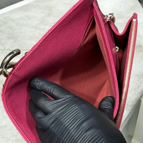 CHANEL Hot Pink/Gradient Straps Caviar Thread Around Flap Bag - Picture 13 of 14